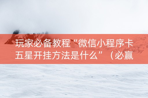玩家必备教程“微信小程序卡五星开挂方法是什么”（必赢神器辅助器)