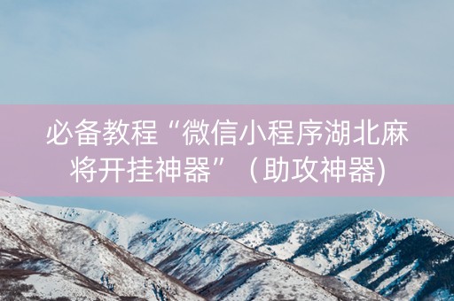 必备教程“微信小程序湖北麻将开挂神器”（助攻神器)
