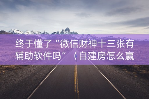 终于懂了“微信财神十三张有辅助软件吗”（自建房怎么赢)