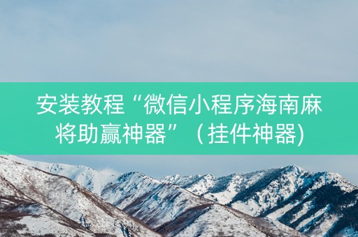 安装教程“微信小程序海南麻将助赢神器”（挂件神器)