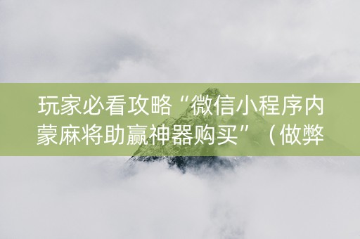 玩家必看攻略“微信小程序内蒙麻将助赢神器购买”（做弊器软件下载)