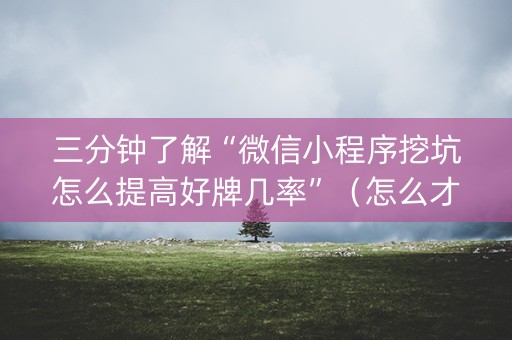 三分钟了解“微信小程序挖坑怎么提高好牌几率”（怎么才会赢)
