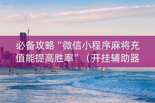 必备攻略“微信小程序麻将充值能提高胜率”（开挂辅助器脚本)