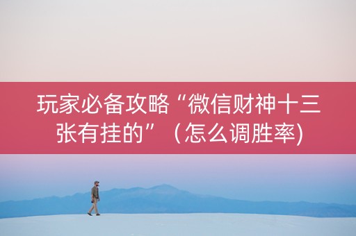 玩家必备攻略“微信财神十三张有挂的”（怎么调胜率)
