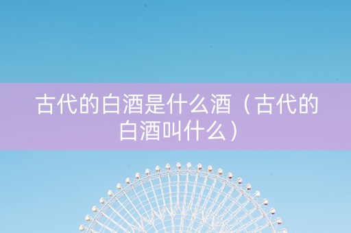 古代的白酒是什么酒（古代的白酒叫什么）
