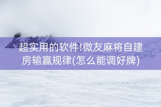超实用的软件!微友麻将自建房输赢规律(怎么能调好牌)