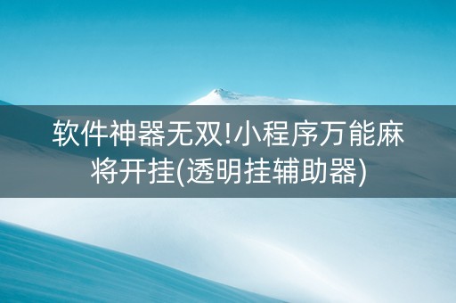 软件神器无双!小程序万能麻将开挂(透明挂辅助器)