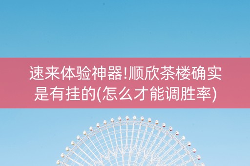 速来体验神器!顺欣茶楼确实是有挂的(怎么才能调胜率)
