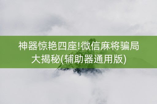 神器惊艳四座!微信麻将骗局大揭秘(辅助器通用版)