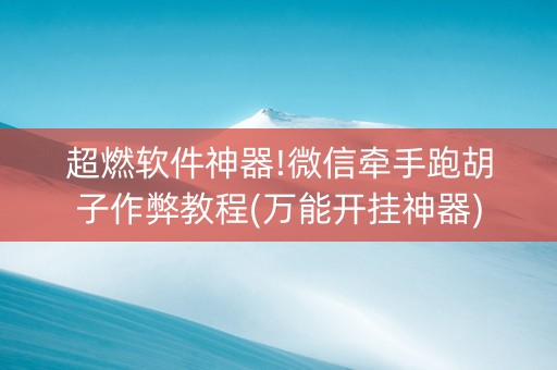 超燃软件神器!微信牵手跑胡子作弊教程(万能开挂神器)