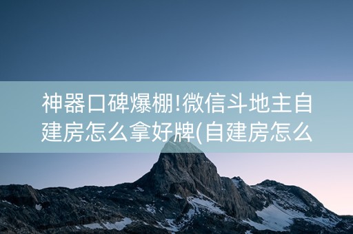 神器口碑爆棚!微信斗地主自建房怎么拿好牌(自建房怎么拿好牌)