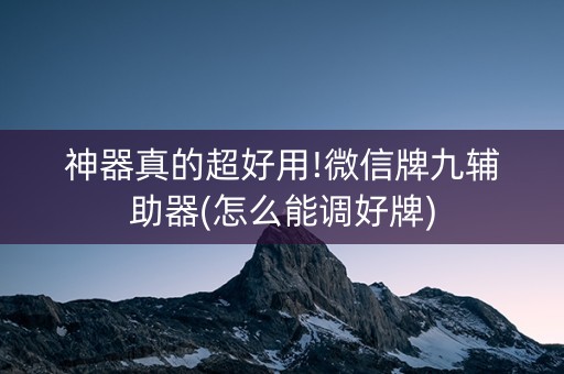 神器真的超好用!微信牌九辅助器(怎么能调好牌)
