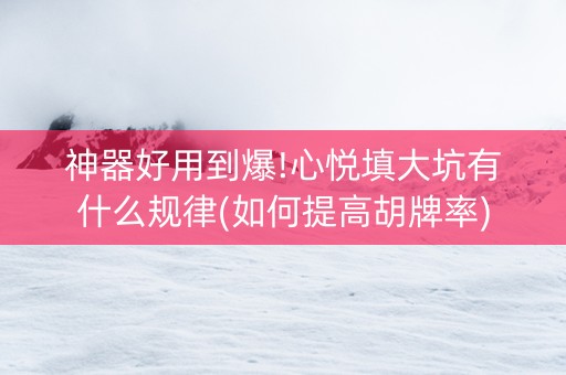 神器好用到爆!心悦填大坑有什么规律(如何提高胡牌率)