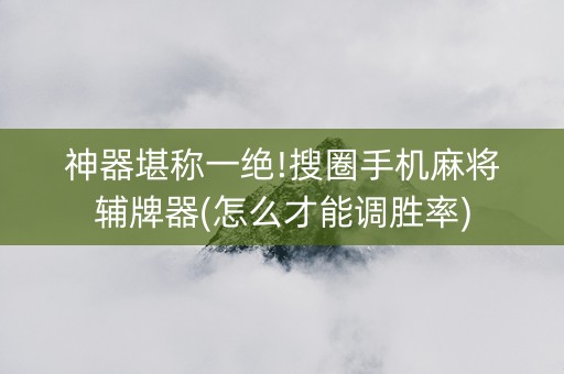 神器堪称一绝!搜圈手机麻将辅牌器(怎么才能调胜率)