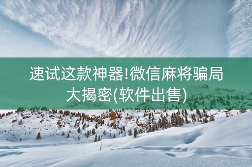 速试这款神器!微信麻将骗局大揭密(软件出售)