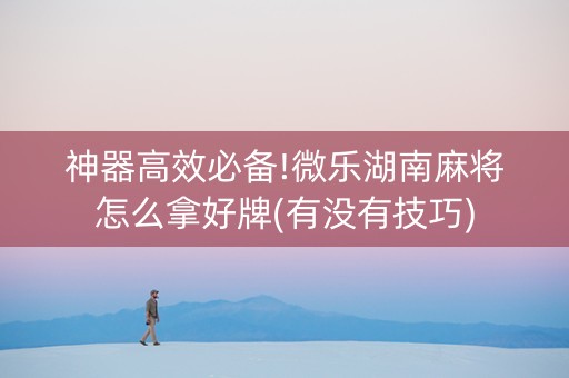 神器高效必备!微乐湖南麻将怎么拿好牌(有没有技巧)