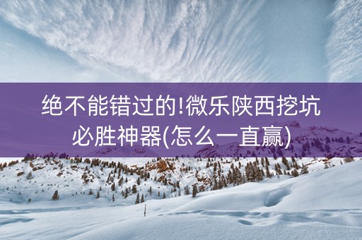 绝不能错过的!微乐陕西挖坑必胜神器(怎么一直赢)