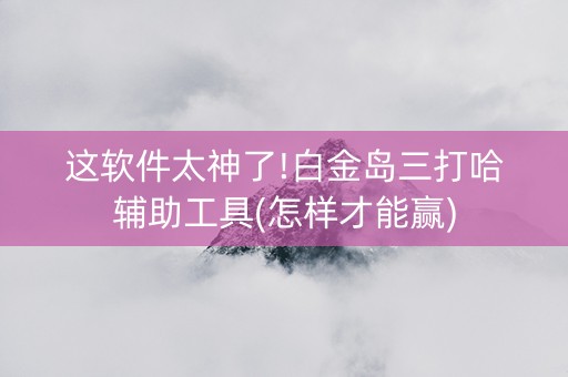 这软件太神了!白金岛三打哈辅助工具(怎样才能赢)