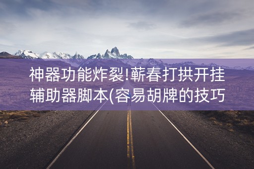 神器功能炸裂!蕲春打拱开挂辅助器脚本(容易胡牌的技巧)