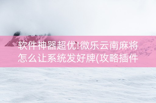软件神器超优!微乐云南麻将怎么让系统发好牌(攻略插件)
