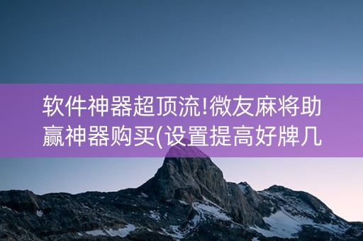 软件神器超顶流!微友麻将助赢神器购买(设置提高好牌几率)