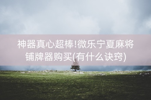神器真心超棒!微乐宁夏麻将铺牌器购买(有什么诀窍)