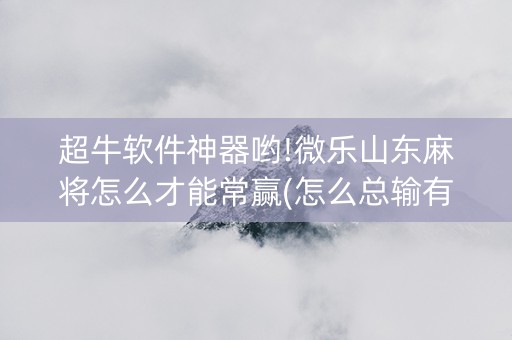 超牛软件神器哟!微乐山东麻将怎么才能常赢(怎么总输有什么猫腻)