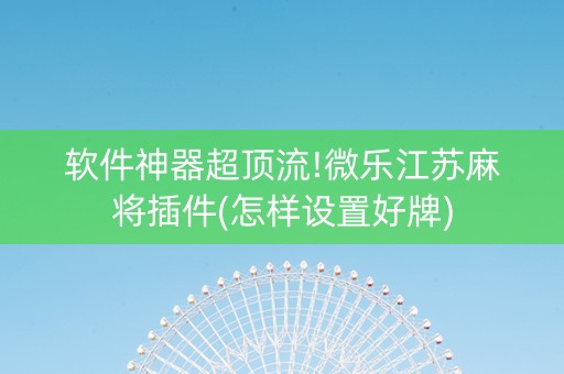 软件神器超顶流!微乐江苏麻将插件(怎样设置好牌)