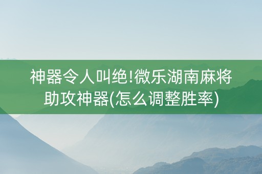 神器令人叫绝!微乐湖南麻将助攻神器(怎么调整胜率)