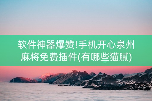 软件神器爆赞!手机开心泉州麻将免费插件(有哪些猫腻)