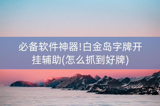 必备软件神器!白金岛字牌开挂辅助(怎么抓到好牌)