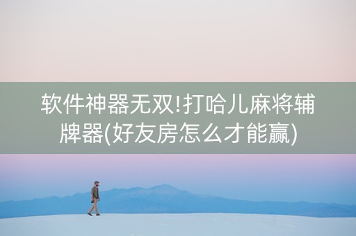 软件神器无双!打哈儿麻将辅牌器(好友房怎么才能赢)