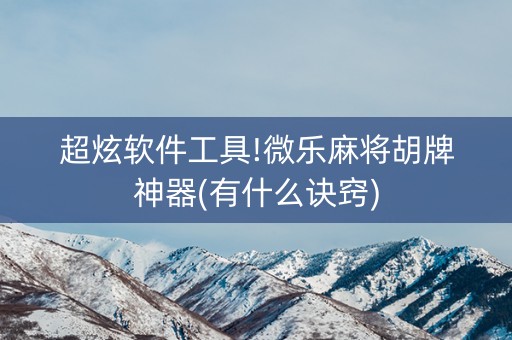 超炫软件工具!微乐麻将胡牌神器(有什么诀窍)