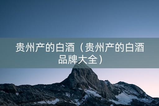 贵州产的白酒（贵州产的白酒品牌大全）