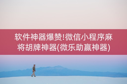 软件神器爆赞!微信小程序麻将胡牌神器(微乐助赢神器)