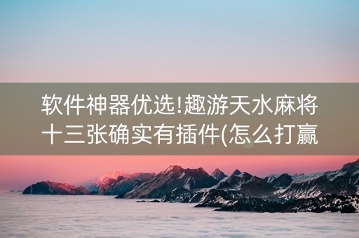 软件神器优选!趣游天水麻将十三张确实有插件(怎么打赢的几率大)