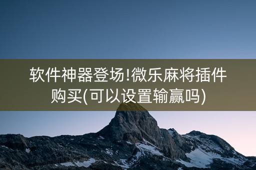 软件神器登场!微乐麻将插件购买(可以设置输赢吗)
