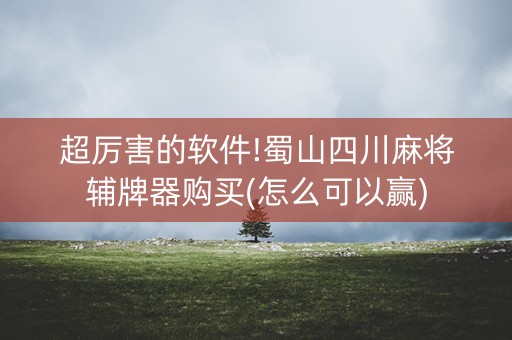 超厉害的软件!蜀山四川麻将辅牌器购买(怎么可以赢)