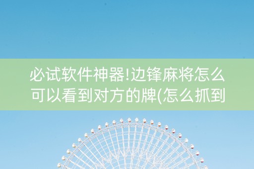 必试软件神器!边锋麻将怎么可以看到对方的牌(怎么抓到好牌)