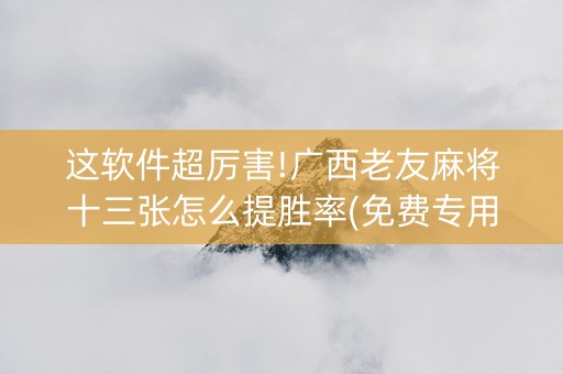 这软件超厉害!广西老友麻将十三张怎么提胜率(免费专用神器)