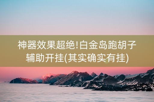 神器效果超绝!白金岛跑胡子辅助开挂(其实确实有挂)