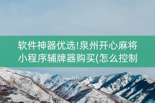 软件神器优选!泉州开心麻将小程序辅牌器购买(怎么控制输赢)