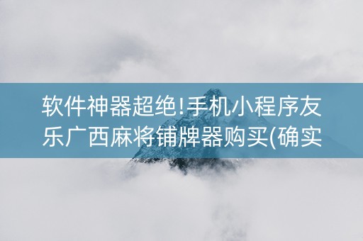 软件神器超绝!手机小程序友乐广西麻将铺牌器购买(确实有插件吗)