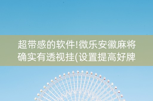 超带感的软件!微乐安徽麻将确实有透视挂(设置提高好牌几率)