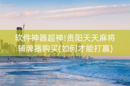 软件神器超神!贵阳天天麻将辅牌器购买(如何才能打赢)