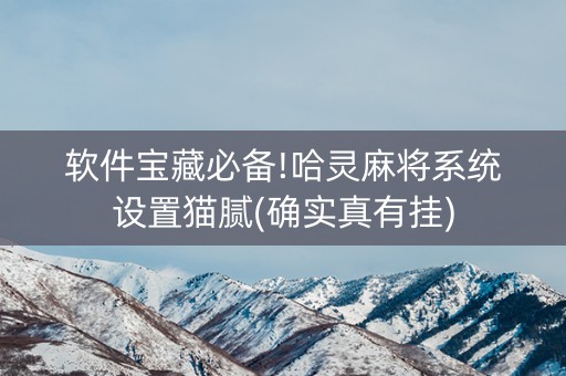 软件宝藏必备!哈灵麻将系统设置猫腻(确实真有挂)