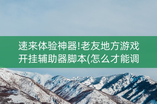速来体验神器!老友地方游戏开挂辅助器脚本(怎么才能调胜率)