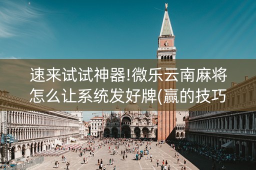 速来试试神器!微乐云南麻将怎么让系统发好牌(赢的技巧规律)