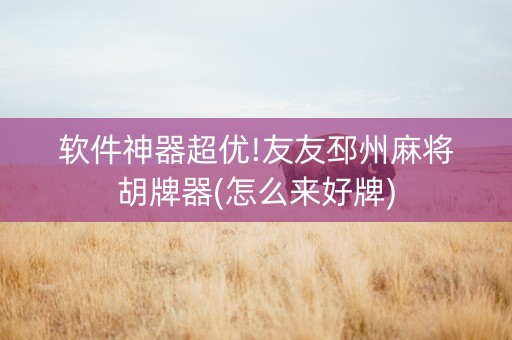 软件神器超优!友友邳州麻将胡牌器(怎么来好牌)