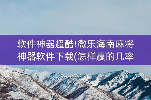 软件神器超酷!微乐海南麻将神器软件下载(怎样赢的几率大)